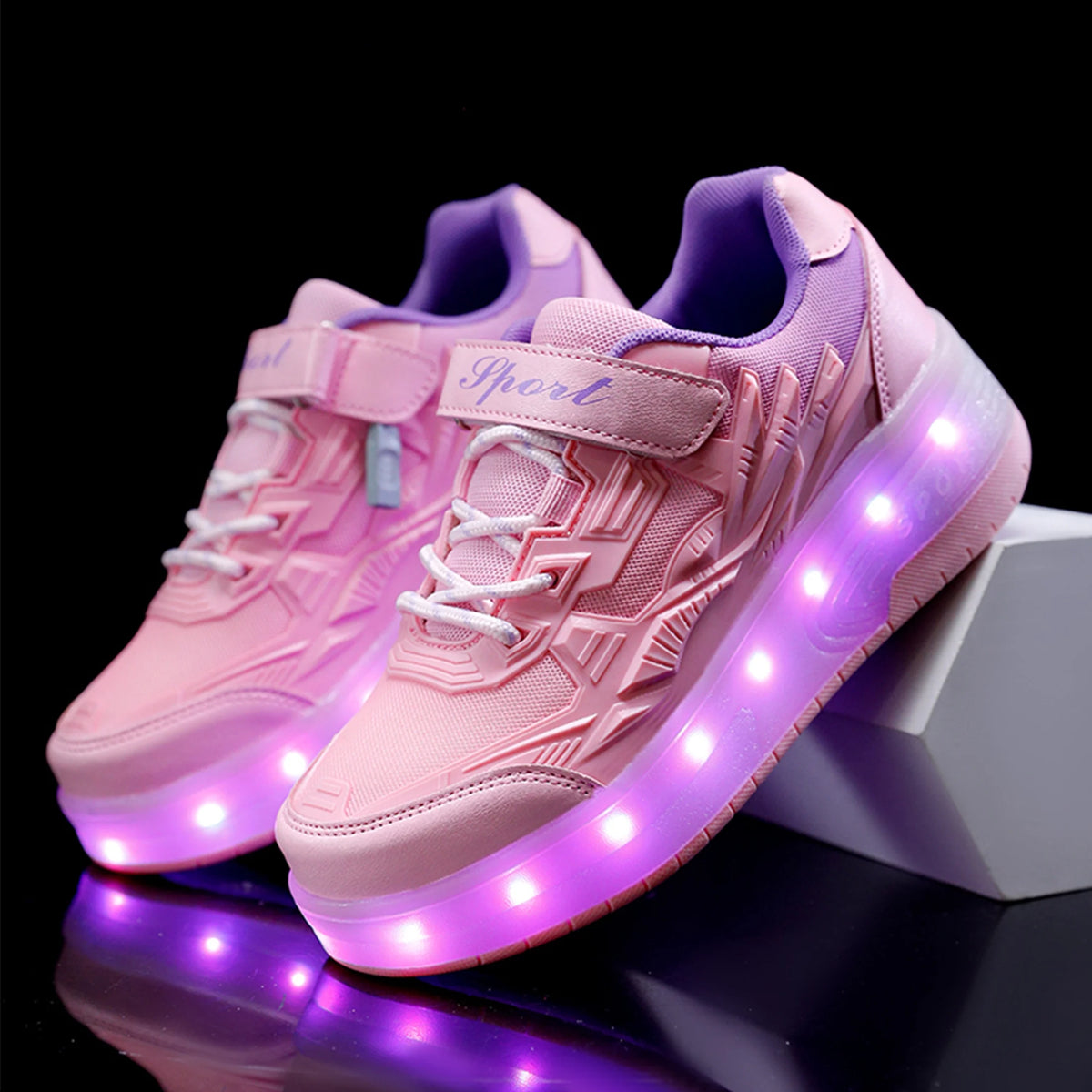 Child Teen Roller Skates Double Wheel Shoes Light Up LED shoe 12.5 size P631969