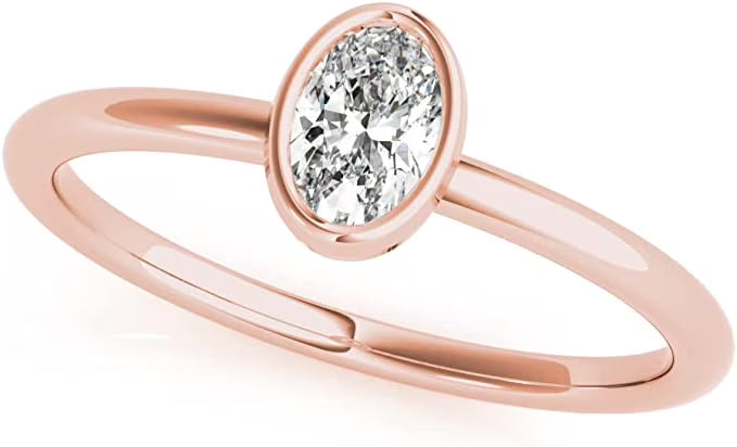 Oval Diamond Solitaire Engagement Ring in 14K Gold P9849