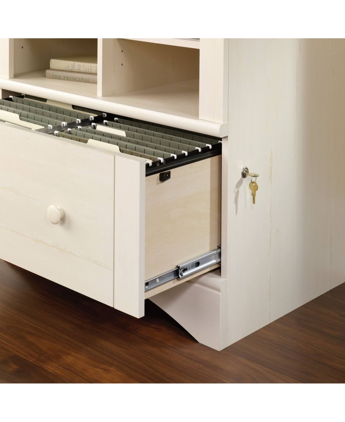 Antiqued White Lateral File Cabinet S954