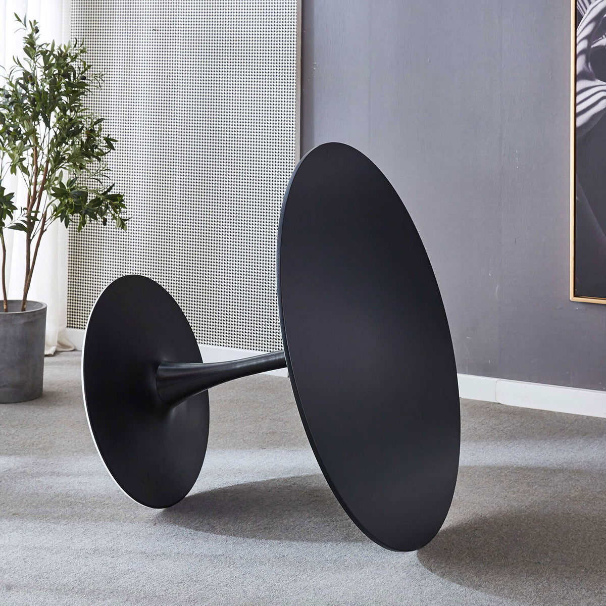 Black Tulip Pedestal Dining Table with Round MDF Table Top C74007