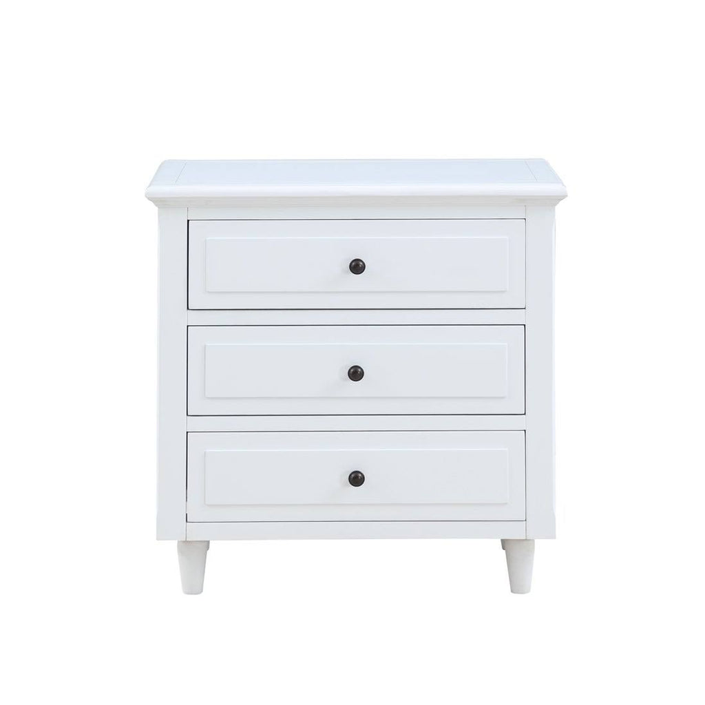 3-Drawer White Wood Nightstand G265
