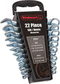 22 Piece SAE & Metric Wrench Set with Carry Case F827