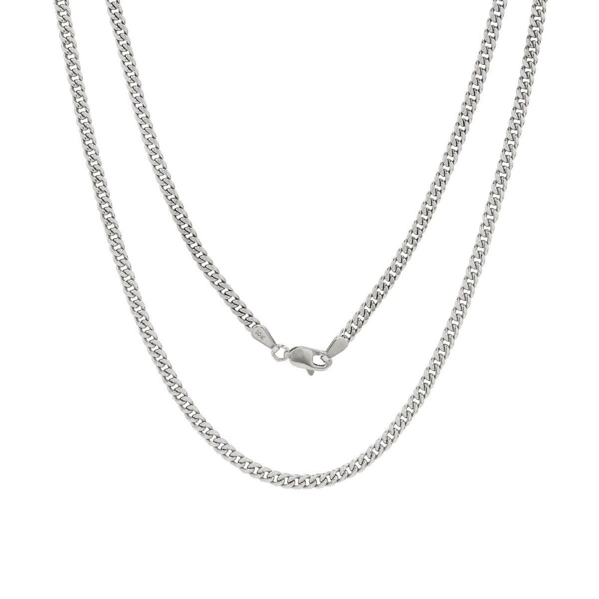 10k White Gold Miami Cuban Link Chain Necklace 16" - 30" V9562