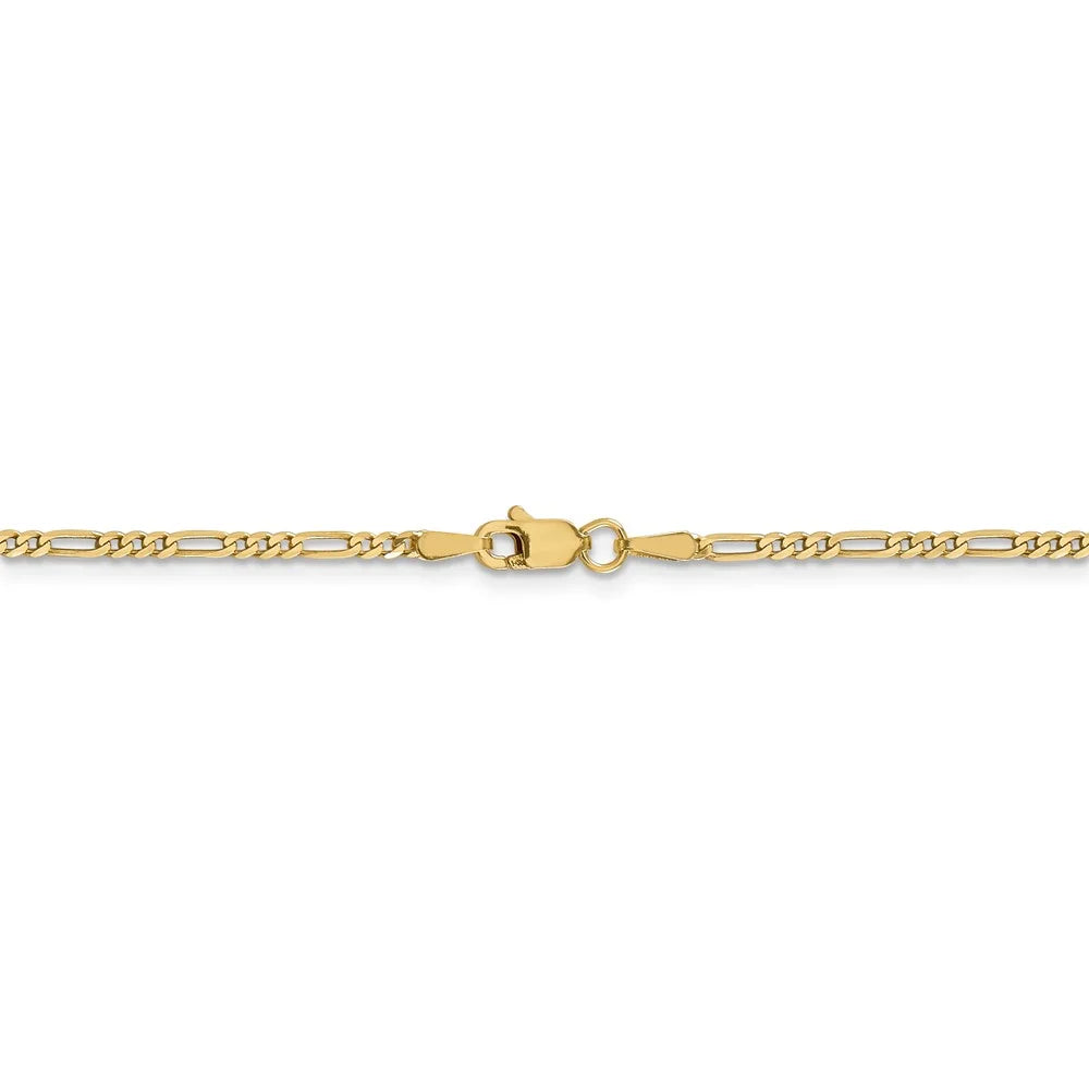 14kt Yellow Gold 1.8mm Flat Figaro Chain 20 inch Lobster Clasp J405