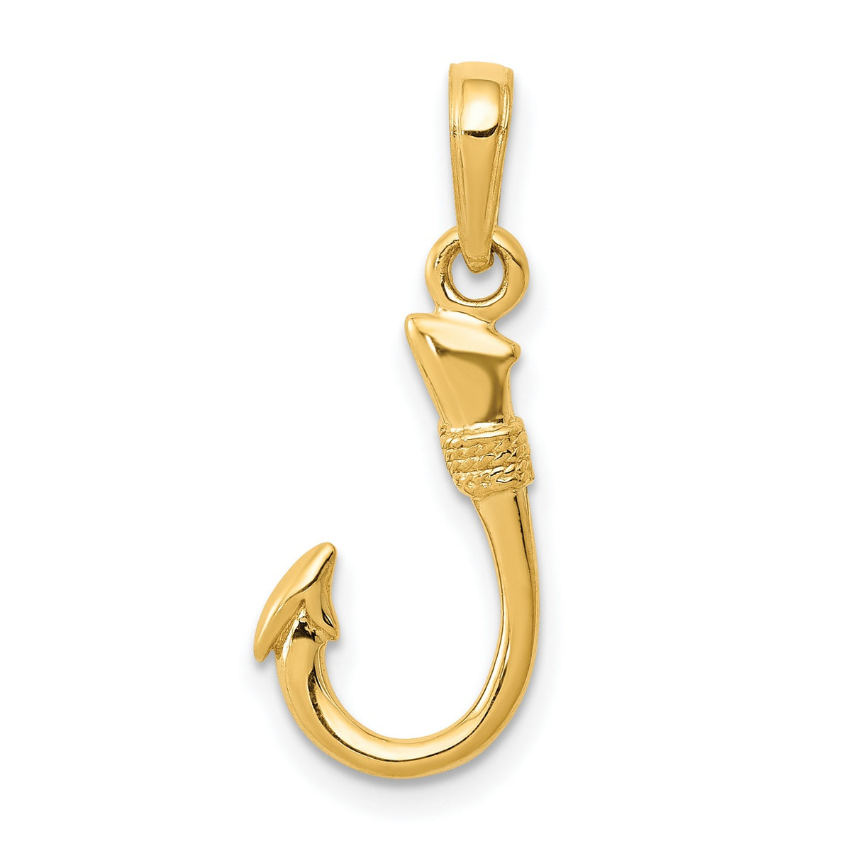 14k Yellow Gold Fish Hook Pendant 21 mm x 8 mm K391