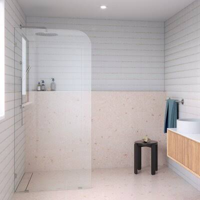 36” W x 78” H Frameless Fixed Glass Panel Brushed Nickel P14982