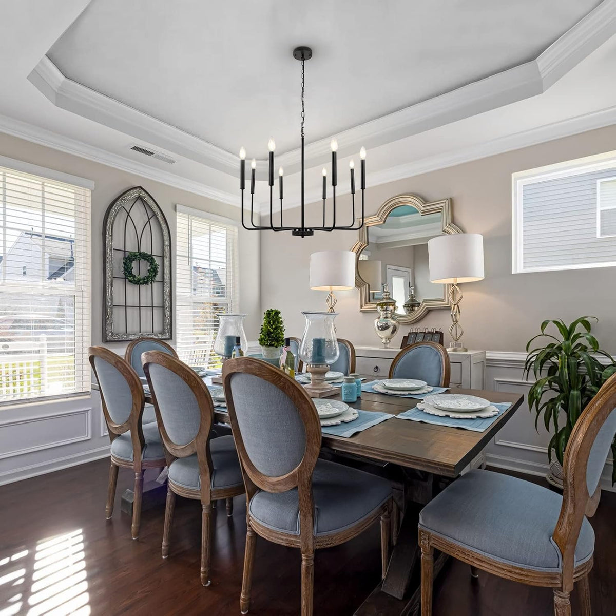 8 Lights Black Farmhouse Chandelier O818835