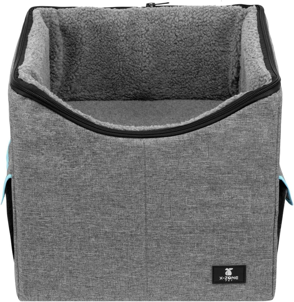 Large Brown&Blue Dog Booster Car Seat with Pockets and Carrying Case S826204