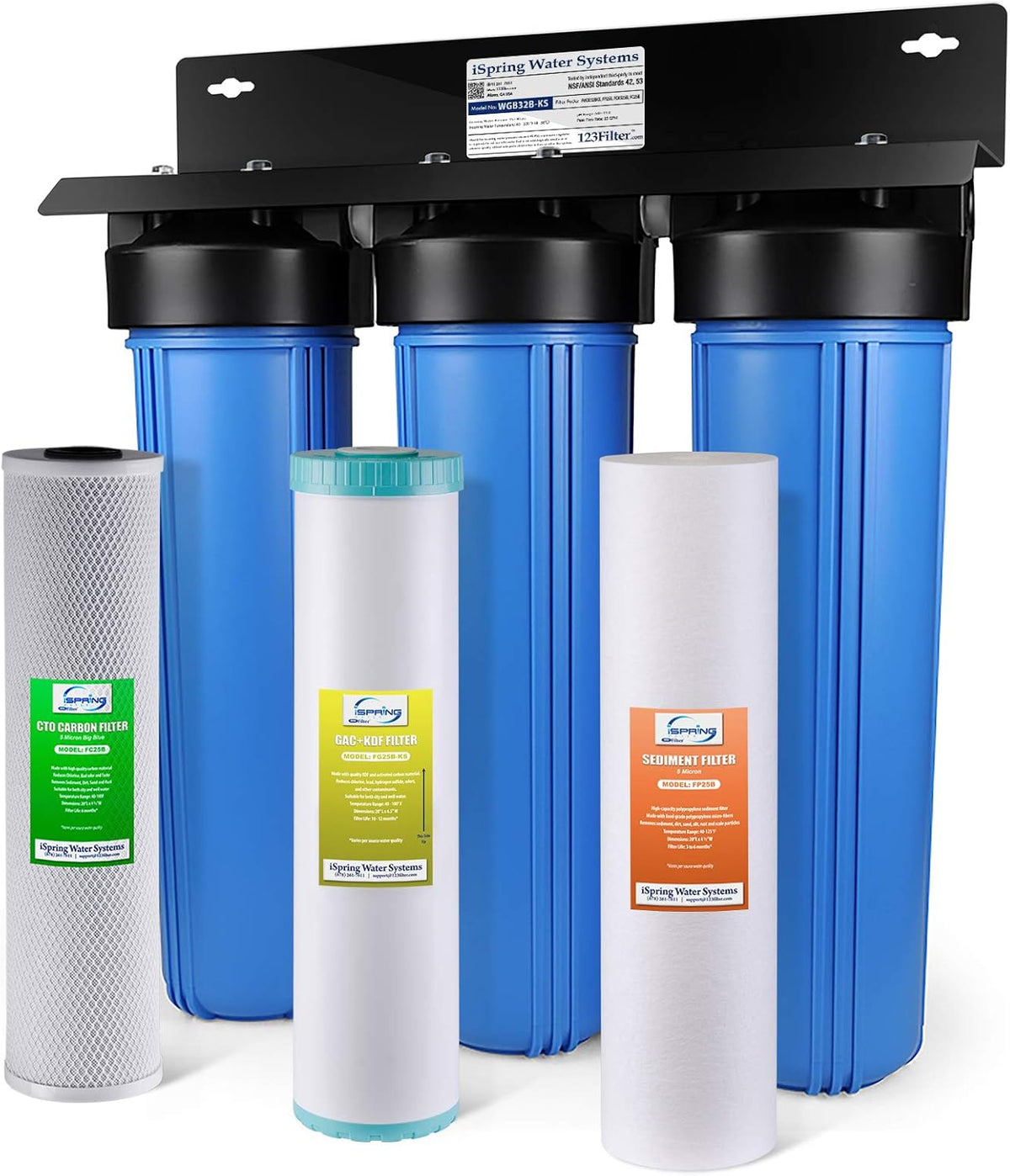 3-Stage Whole House Water Filter System with Sediment, Carbon, and Iron & Manganese Reducing Water Filters G87513