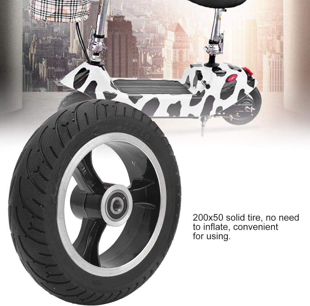 8in 200x50 Aluminium Alloy Front Solid Wheel Non-Pneumatic Tire with Hub, Pack of 2 B939352