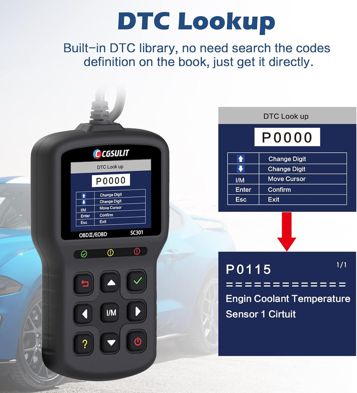 OBD2 Scanner Car Code Reader with Reset Full OBDII Functions Diagnostic Scan Tool Black Pack of 2 A59475