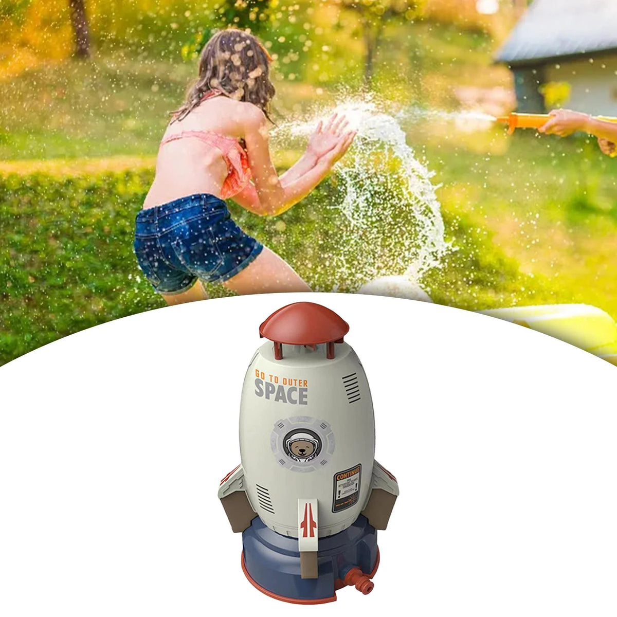 Rocket Sprinkler Toy 360 Degree Rotating Water Toys O8579