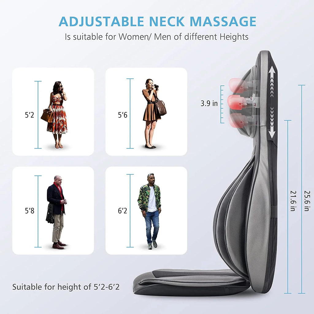 Neck & Back Massager with Air Compress Shiatsu Vibration Seat Cushion L87524