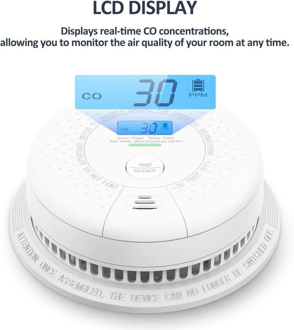 10-Year Battery CO Detector with LCD Display, Pack of 2 A706