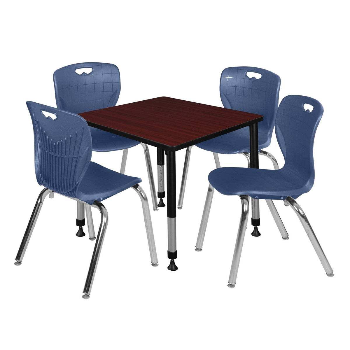 30x22 Square Height Adjustable Classroom Table with 4 Stack Chairs D762