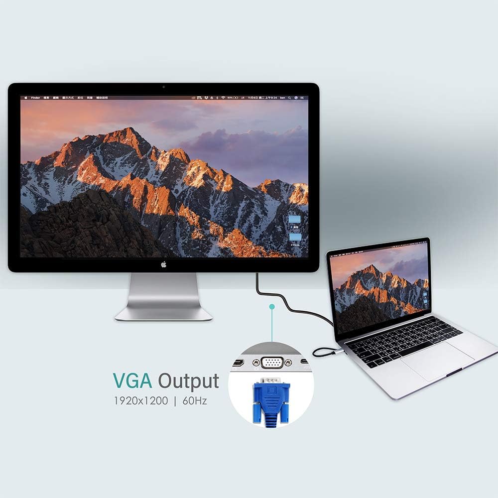 11-in-1 USB C Hub Adapter with HDMI, VGA, MiniDP, SD Card Reader, 3 x USB 3.0 Ports, Gigabit Ethernet, Headphone Jack, Gray A536108