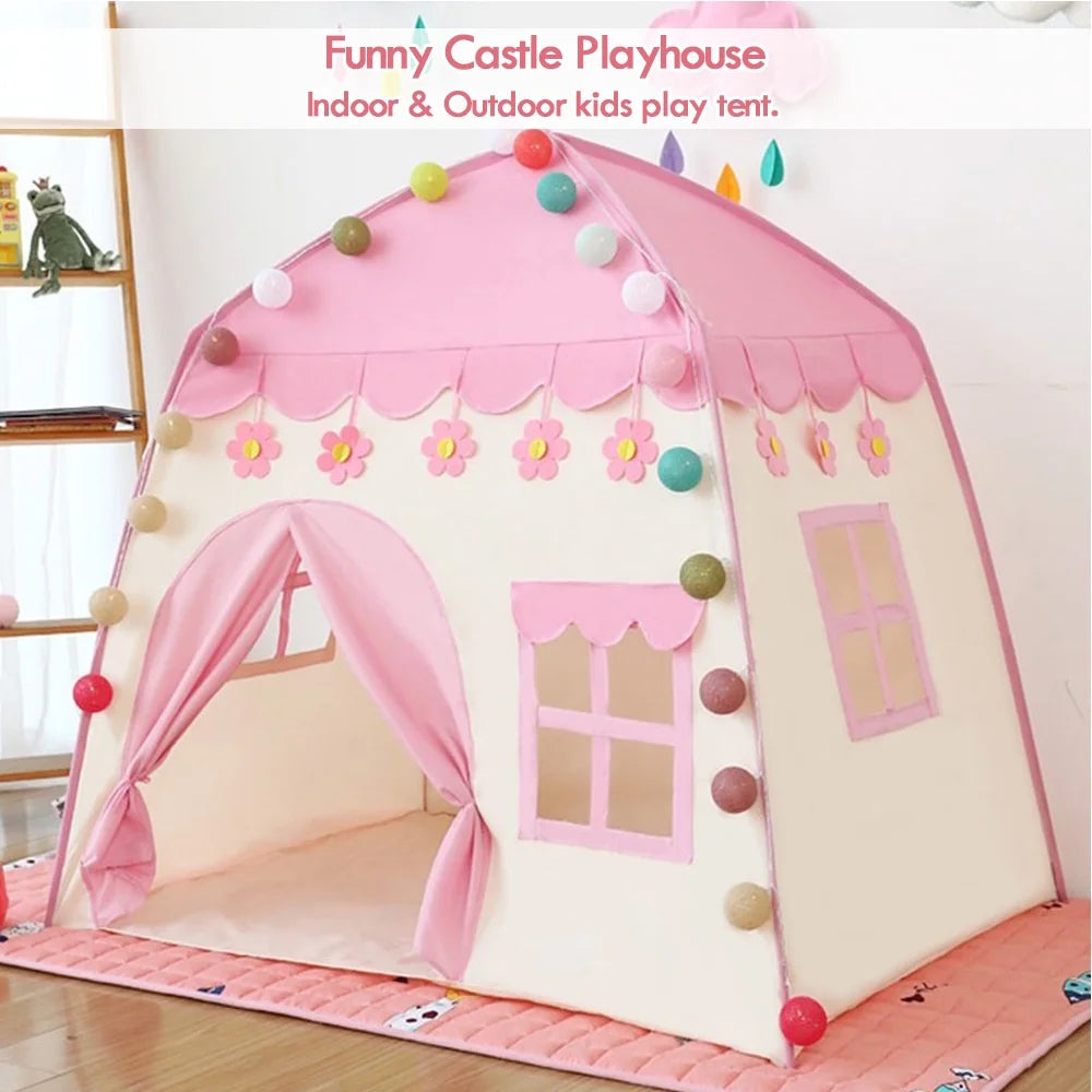 Pink Castle Kids Play Tent with Carry Bag C98640