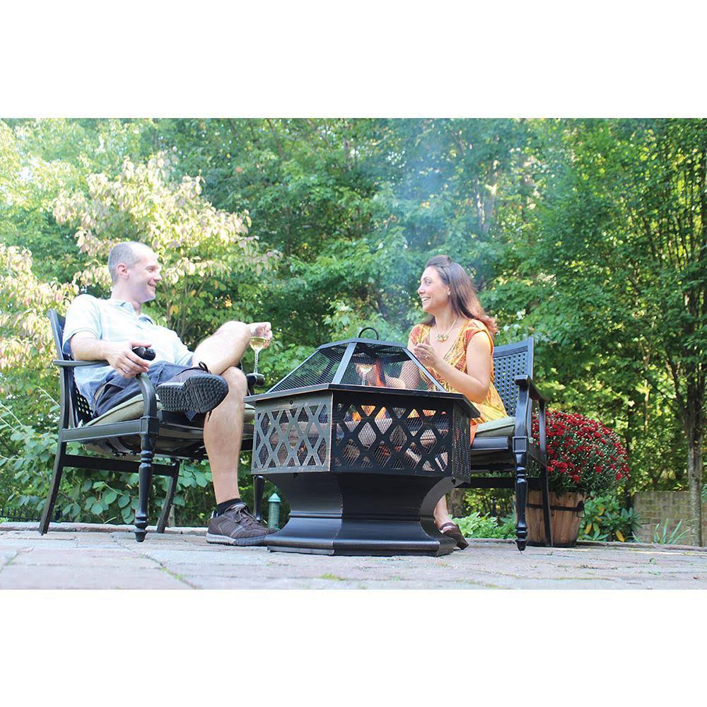 Bronze Hex-Shaped Lattice Fire Pit N727113