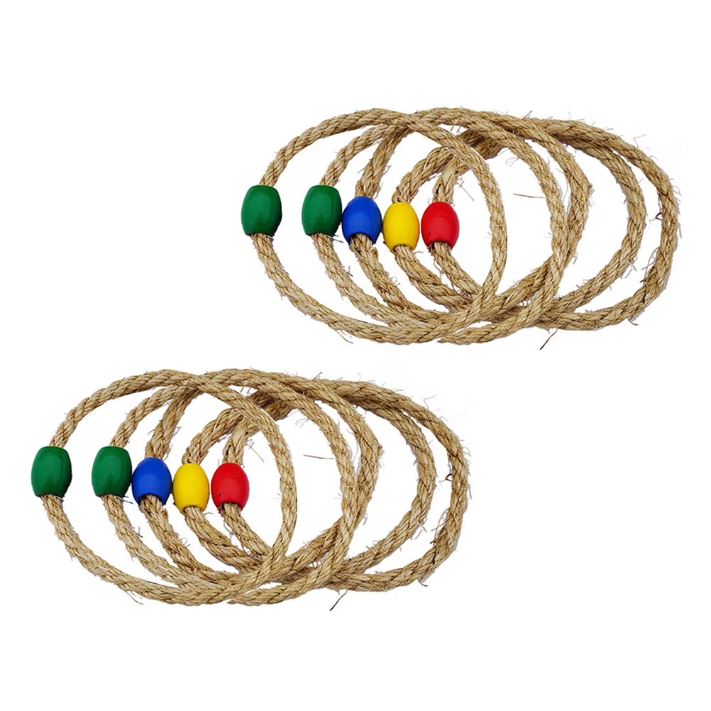 10 PCS Natural Rope Ring Toss Kids Toys Z982