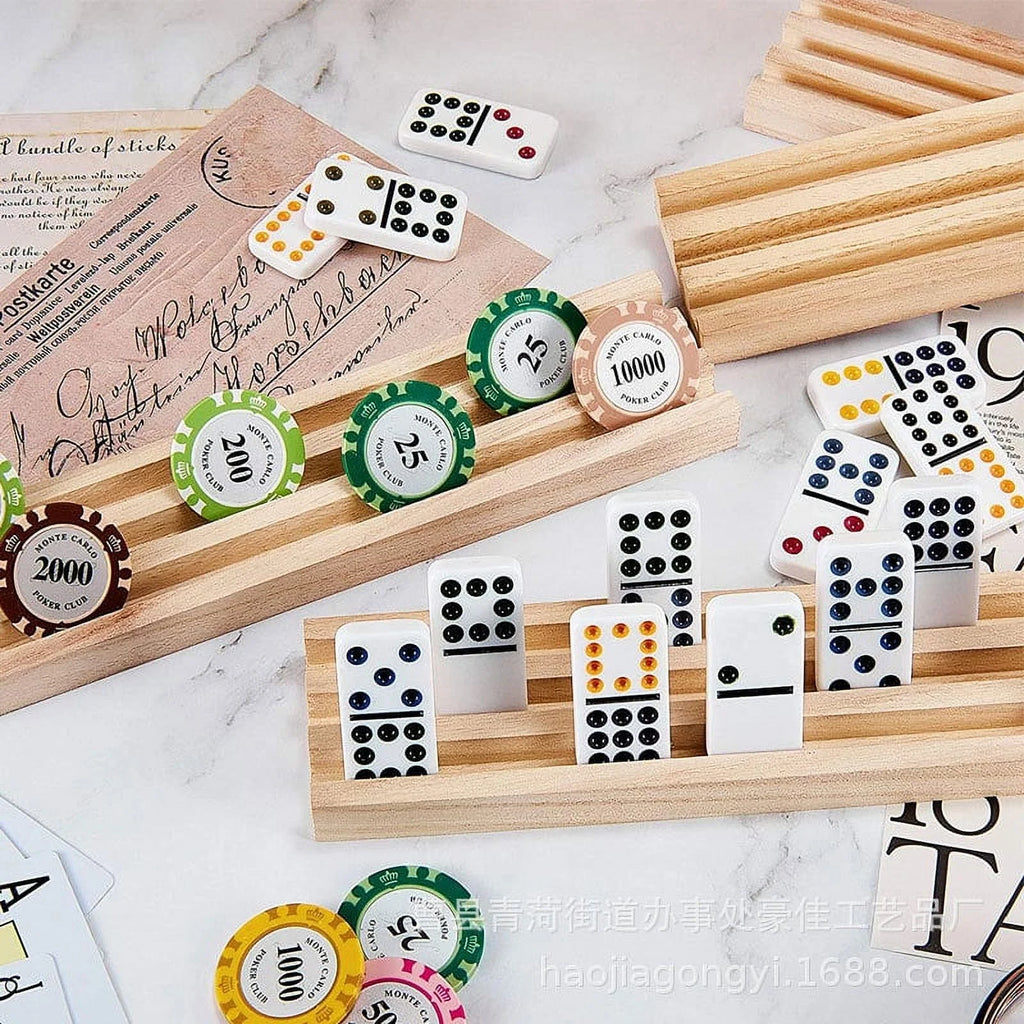 Wooden Domino Rack Tray Organizer Z864