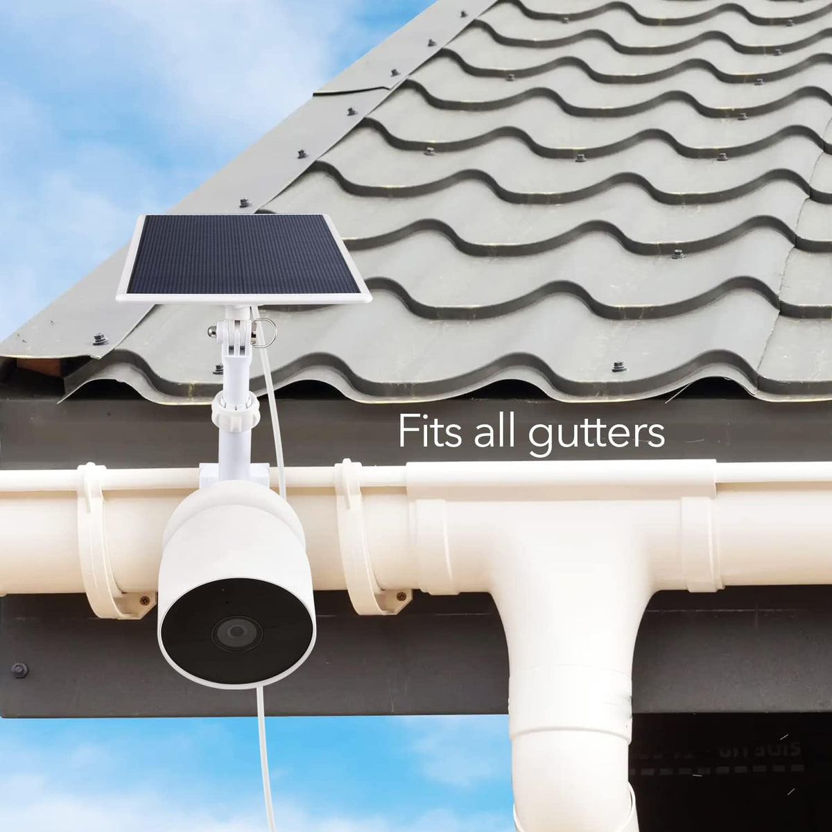 2-in-1 Gutter Mount for Google Nest Cam and Compatible Solar Panel L4341