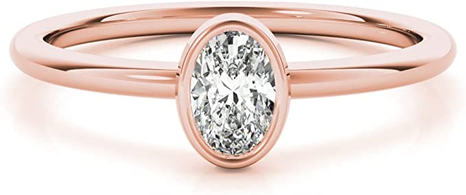 Oval Diamond Solitaire Engagement Ring in 14K Gold P9849