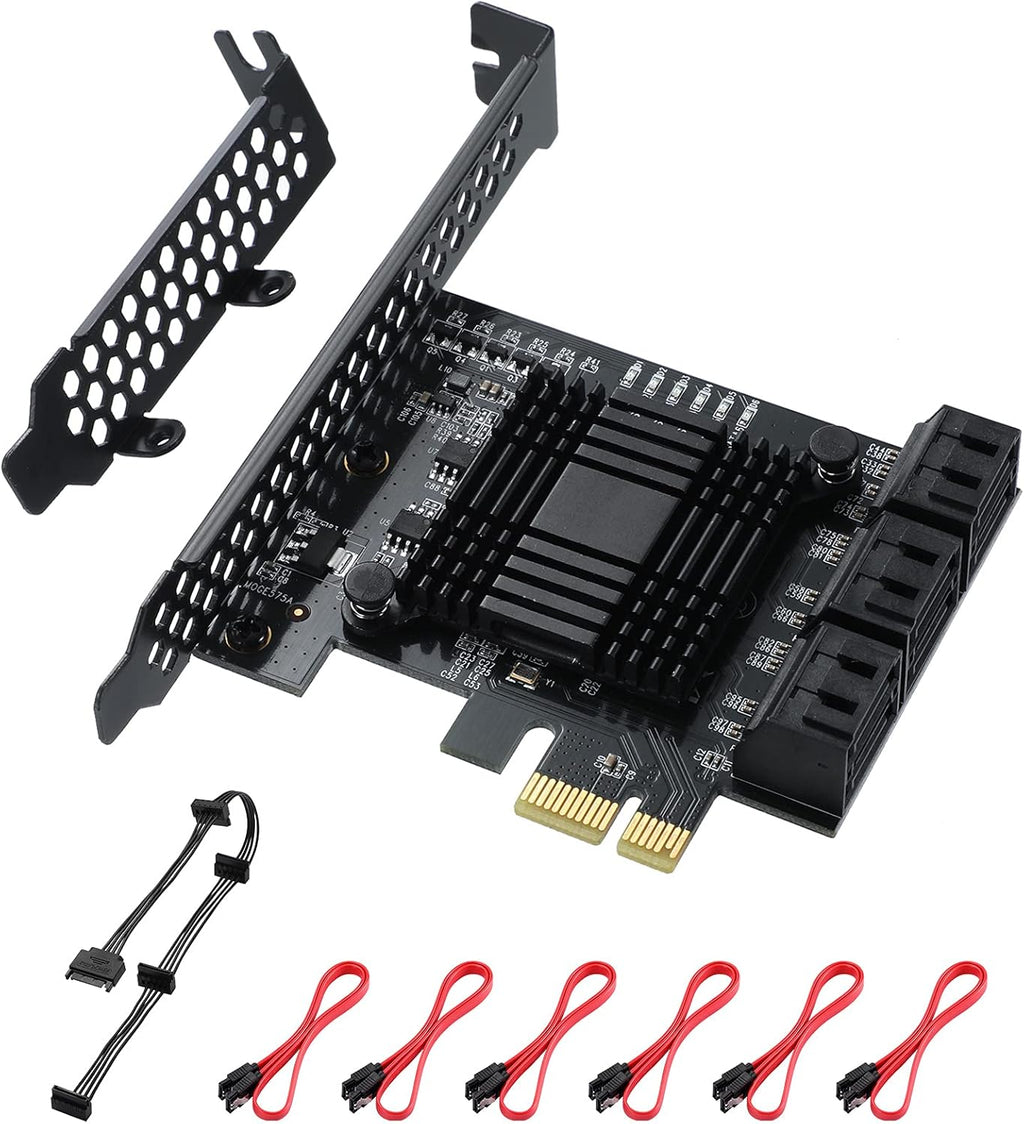 6 Port PCIe SATA 3.0 Card with 6 SATA Cables and Low Profile Bracket I984374