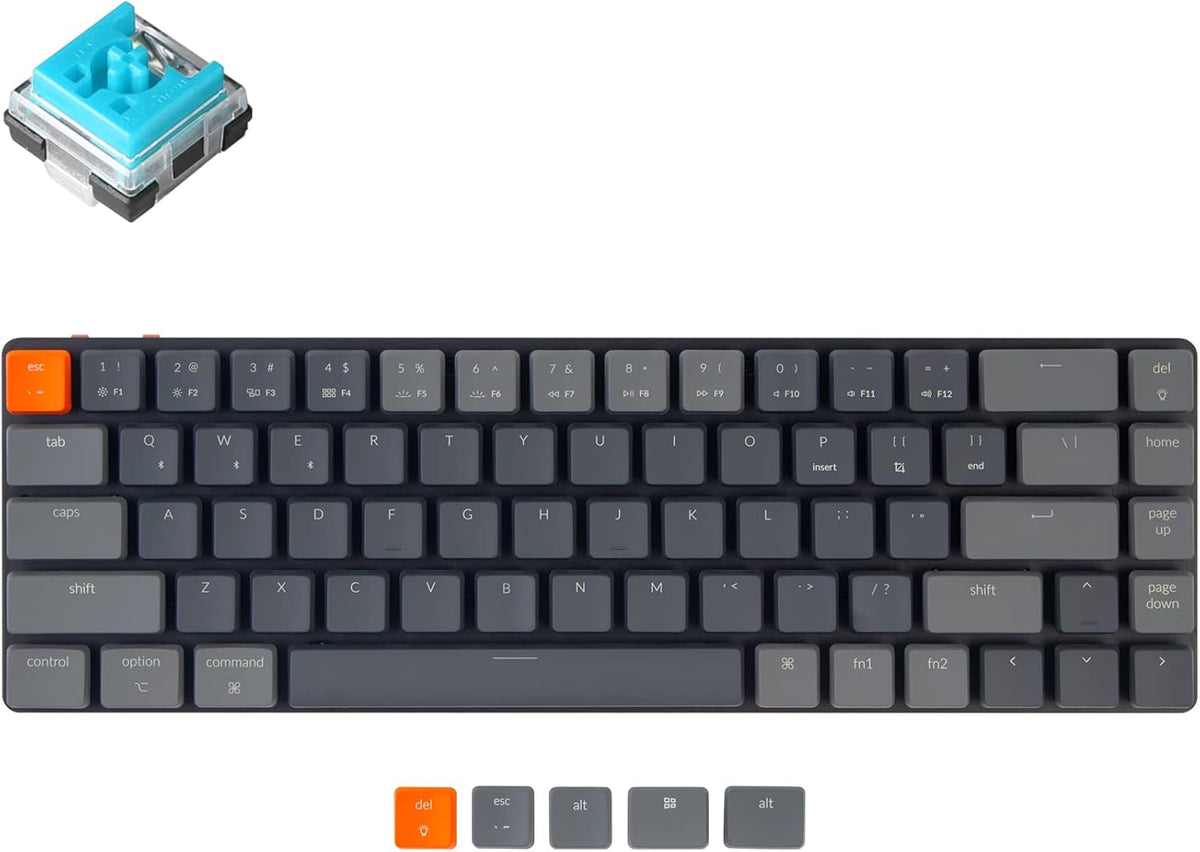 65% Layout Hot-swappable Ultra-Slim Wireless Bluetooth/Wired USB Mechanical Keyboard with Low-Profile Optical Blue Switch/RGB Backlit/68 Keys A50039