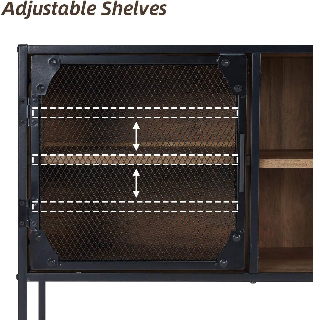 Industrial Kitchen Buffet Floor Cabinet with 6 Cupboard and Displaying Shelves F179588