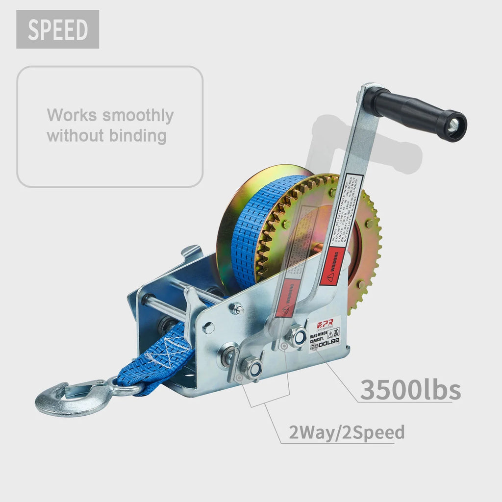 3500lbs Manual Boat Trailer Winch with 32ft Strap J628