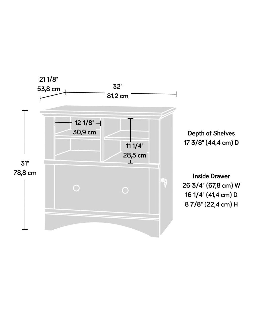 Antiqued White Lateral File Cabinet S954