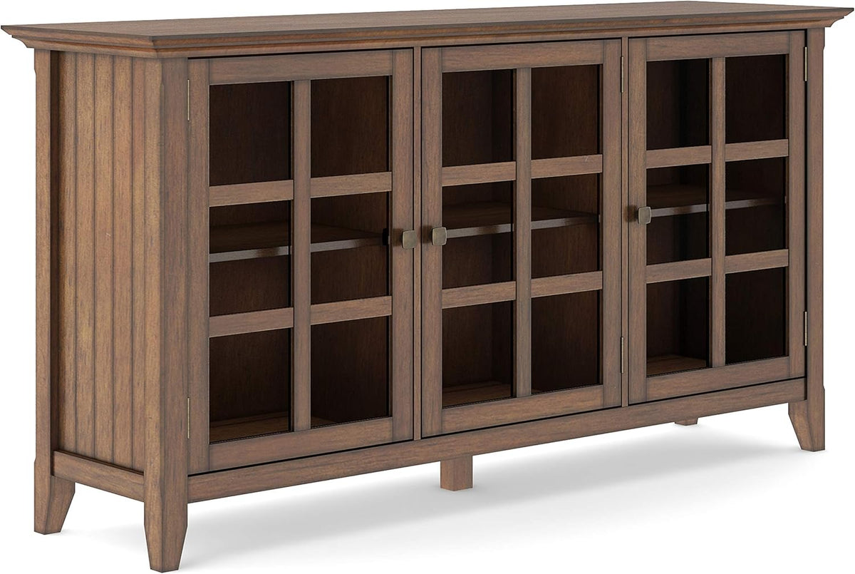 Solid Wood Storage Cabinet with 3 Tempered Glass Doors B8776
