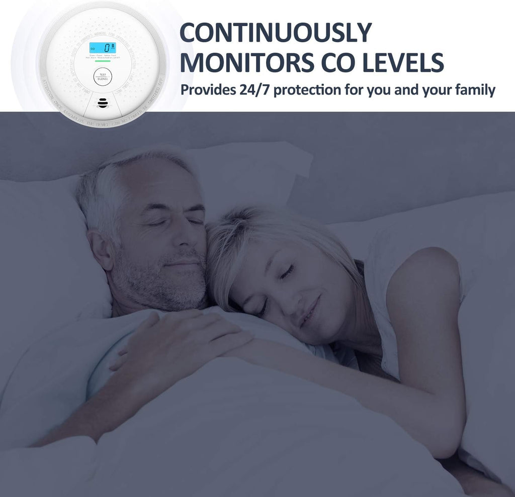 10-Year Battery CO Detector with LCD Display, Pack of 2 A706