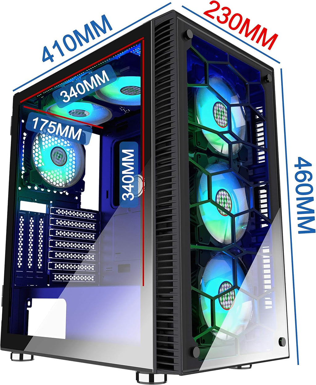 6 PCS LED ARGB Fans ATX Tower Computer Case R942