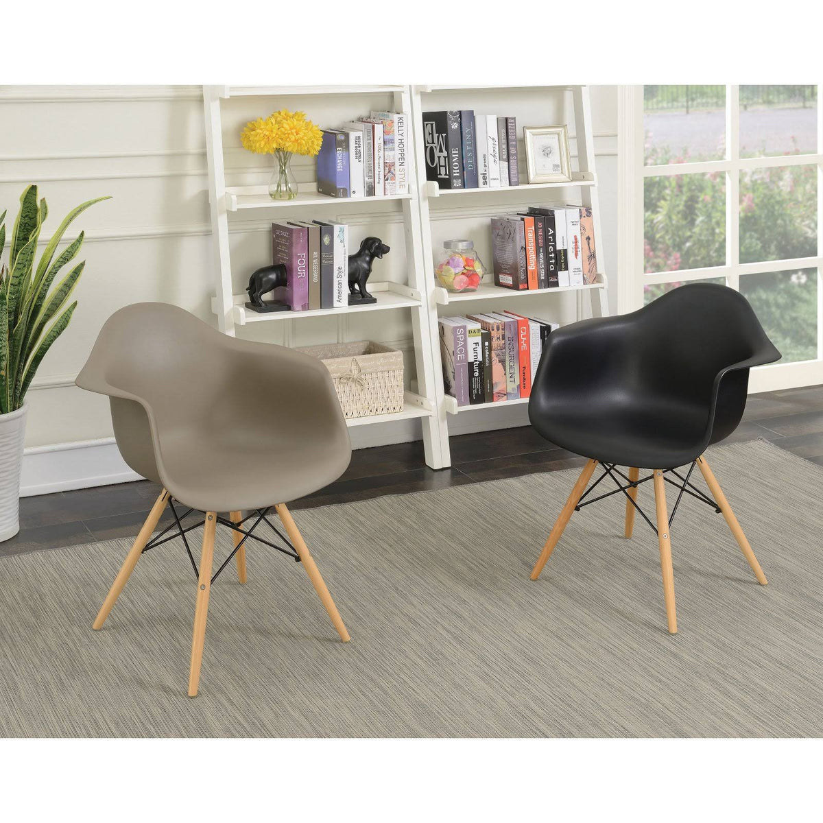 Black Plastic Dining Arm Chair (Set of 2) H66300