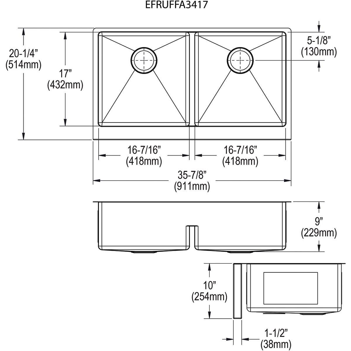 Farmhouse Double Basin Stainless Steel Kitchen Sink E683074