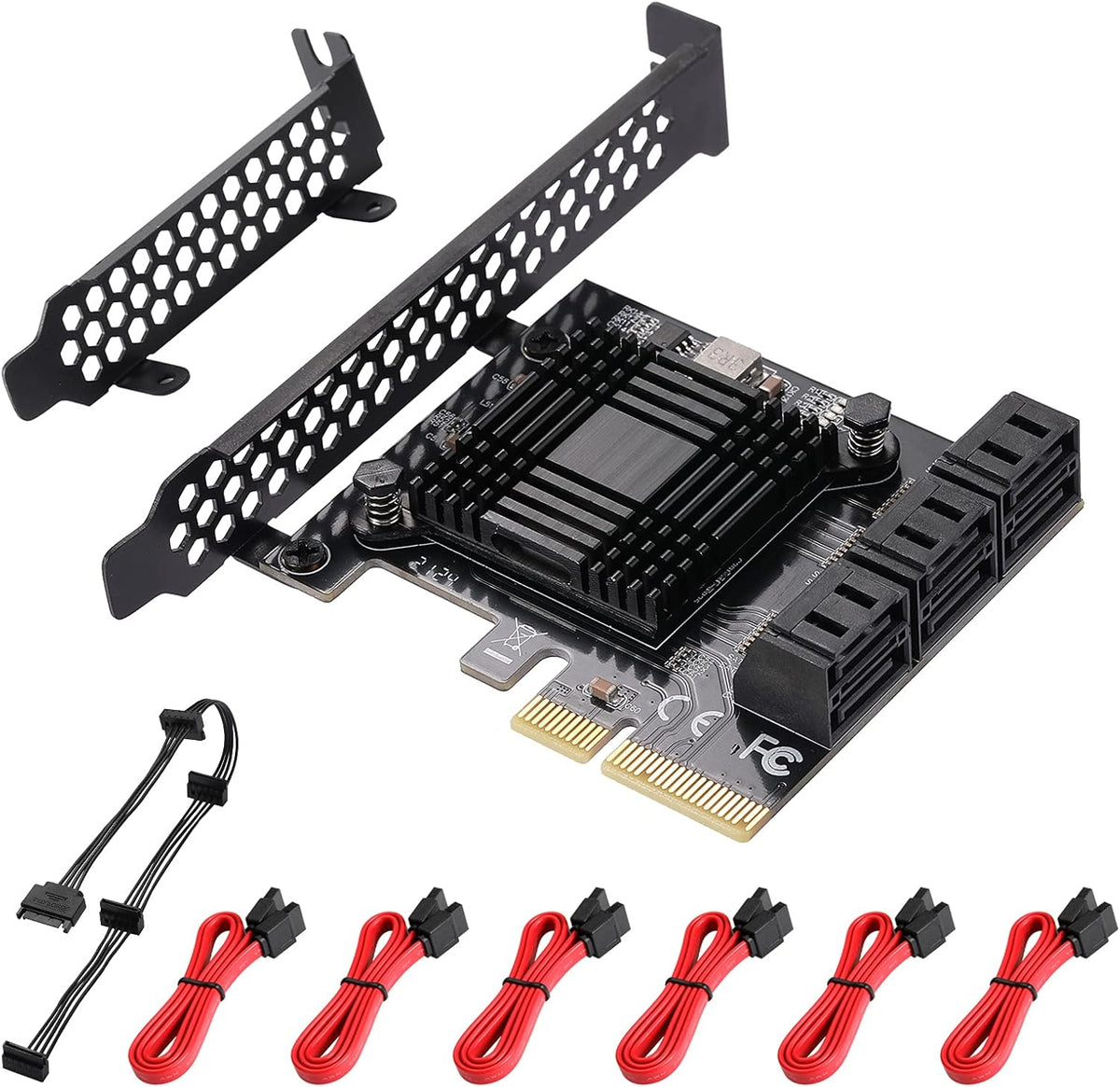 6 Port PCIe SATA 3.0 Card with 6 SATA Cables and Low Profile Bracket I984374