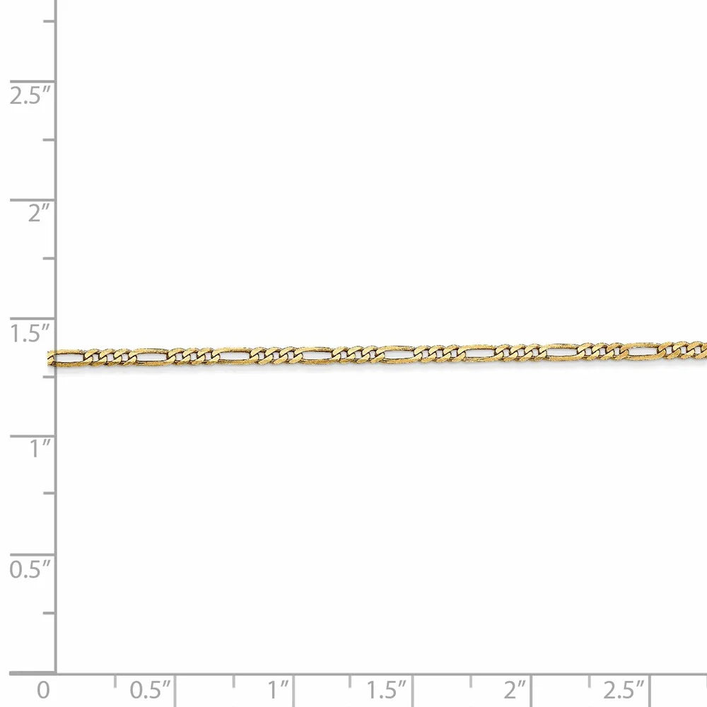14kt Yellow Gold 1.8mm Flat Figaro Chain 20 inch Lobster Clasp J405