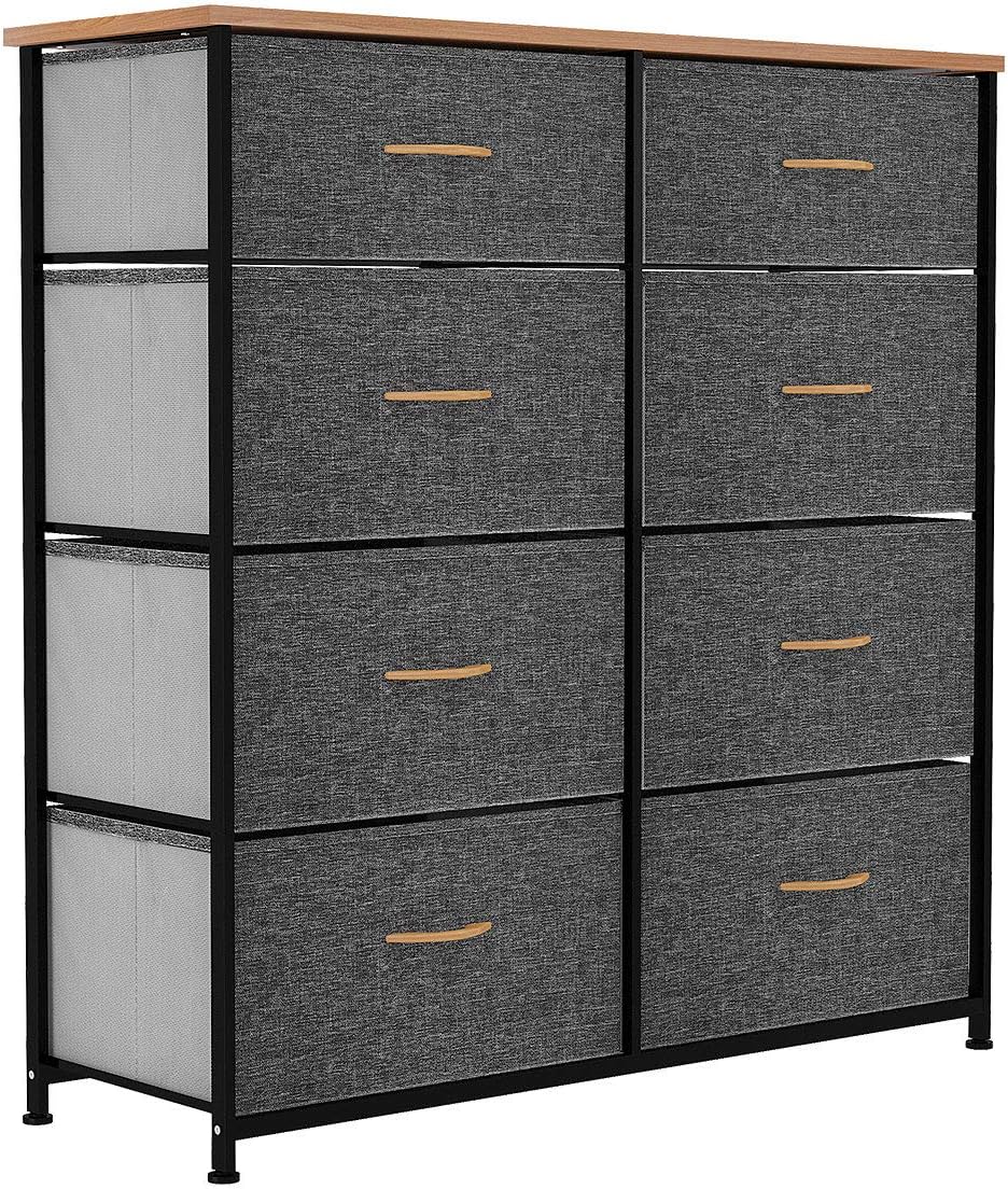 8 Drawer Fabric Dresser with Steel Frame and Wooden Top P994380