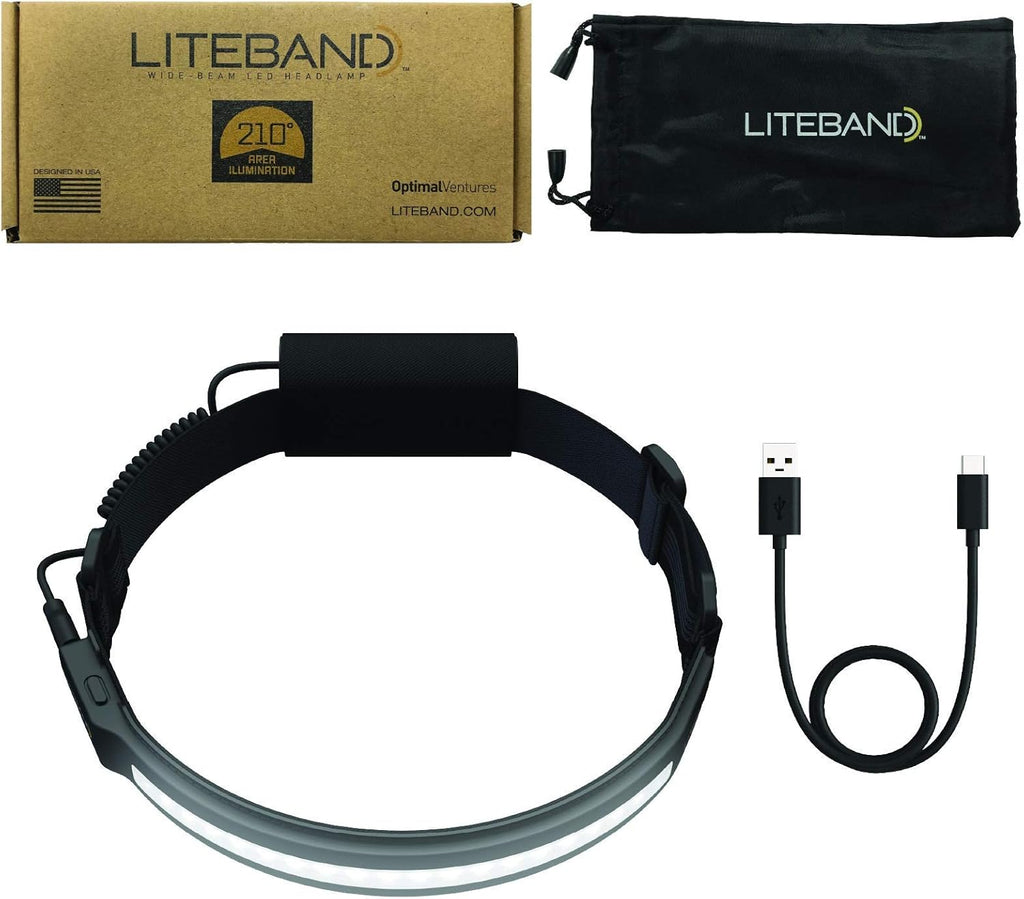 Wide-Beam LED Headlamp, 520 Lumens, Rechargeable, USB-C, Red LED Mode I3083