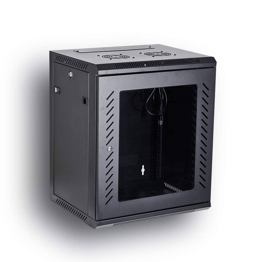 12U Wall Mount Rack Server Cabinet 19-inch Network Enclosure with Locking Glass Door V663