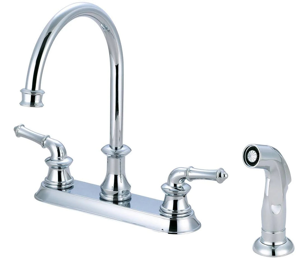 Polished Chrome Double Handle Kitchen Faucet with Side Spray K91541