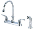 Polished Chrome Double Handle Kitchen Faucet with Side Spray K91541