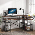 L Shaped Desk with Monitor Stand and Storage Shelf Y90798