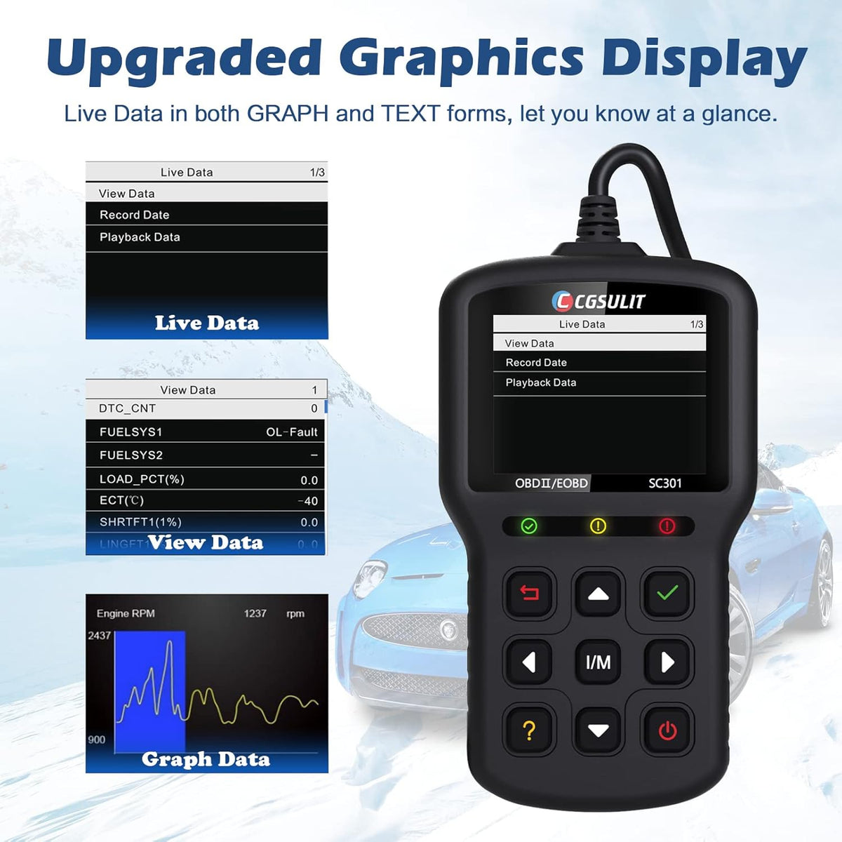 OBD2 Scanner Car Code Reader with Reset Full OBDII Functions Diagnostic Scan Tool Black Pack of 2 A59475
