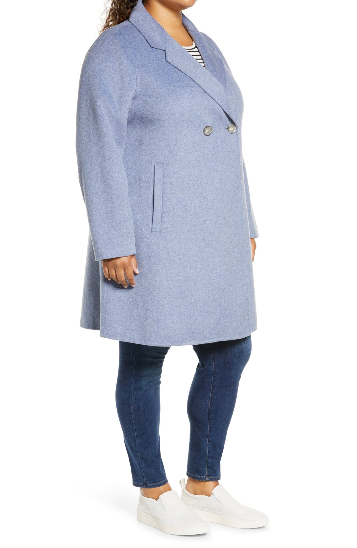 Notch Collar Coat - Blue - 3X Y66860