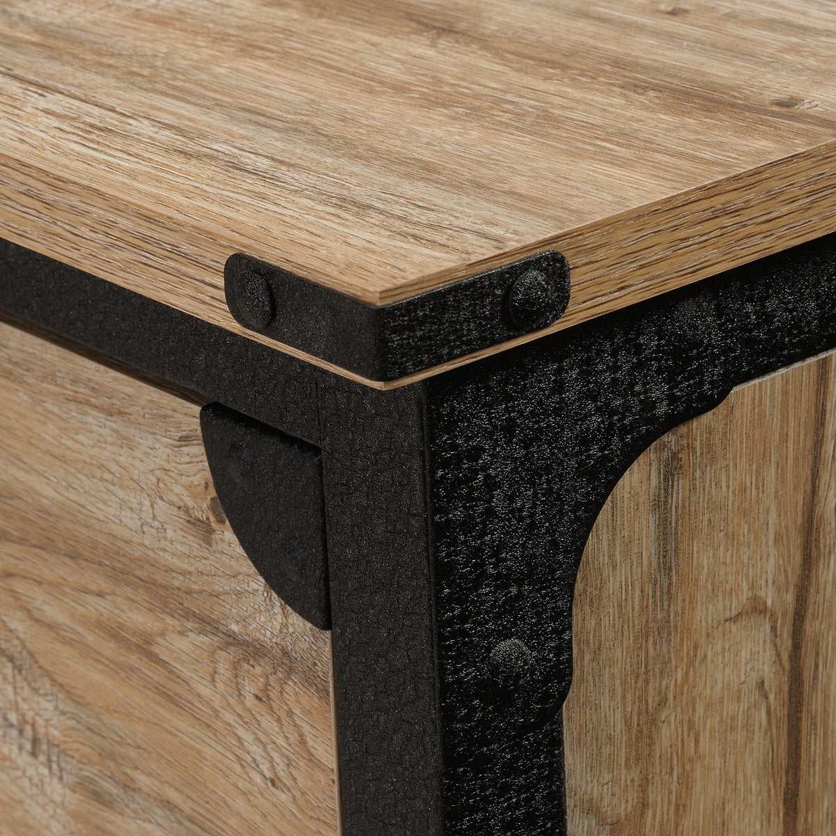 Rustic Metal & Wood Rolling File Cabinet R912
