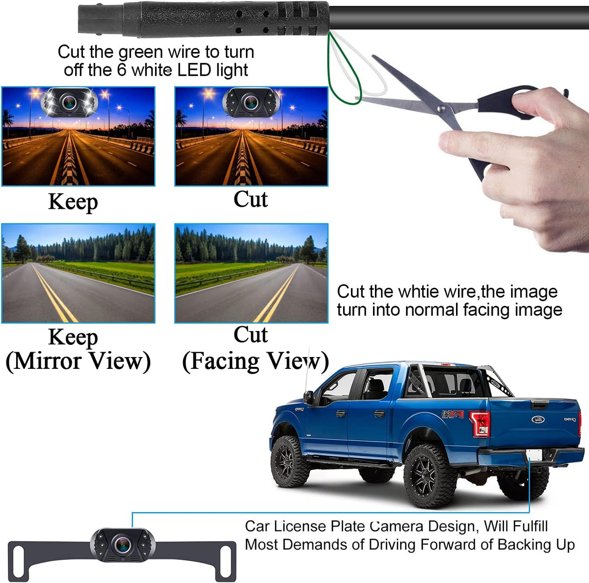 Backup Camera Rear View Monitor Kit HD 1080P Waterproof Night Vision Pack of 2 I330