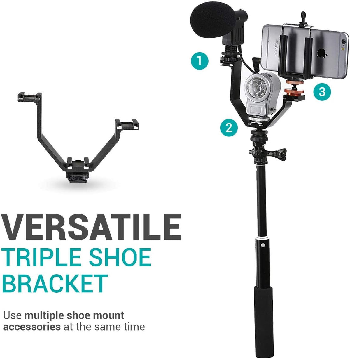 Triple Shoe Bracket for Lights, Monitors, Microphones (Small) E3945
