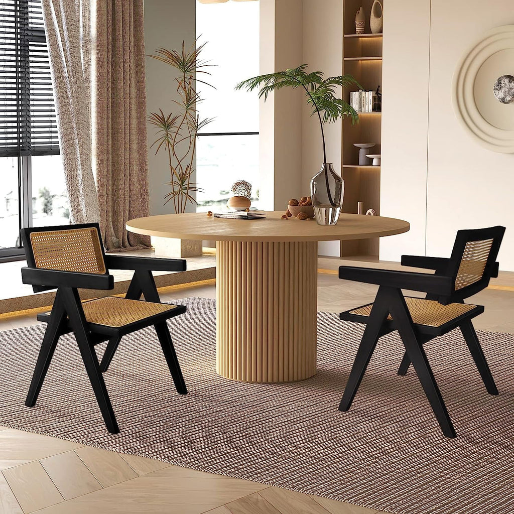 Black Rattan Dining Chair Set of 2 J65346